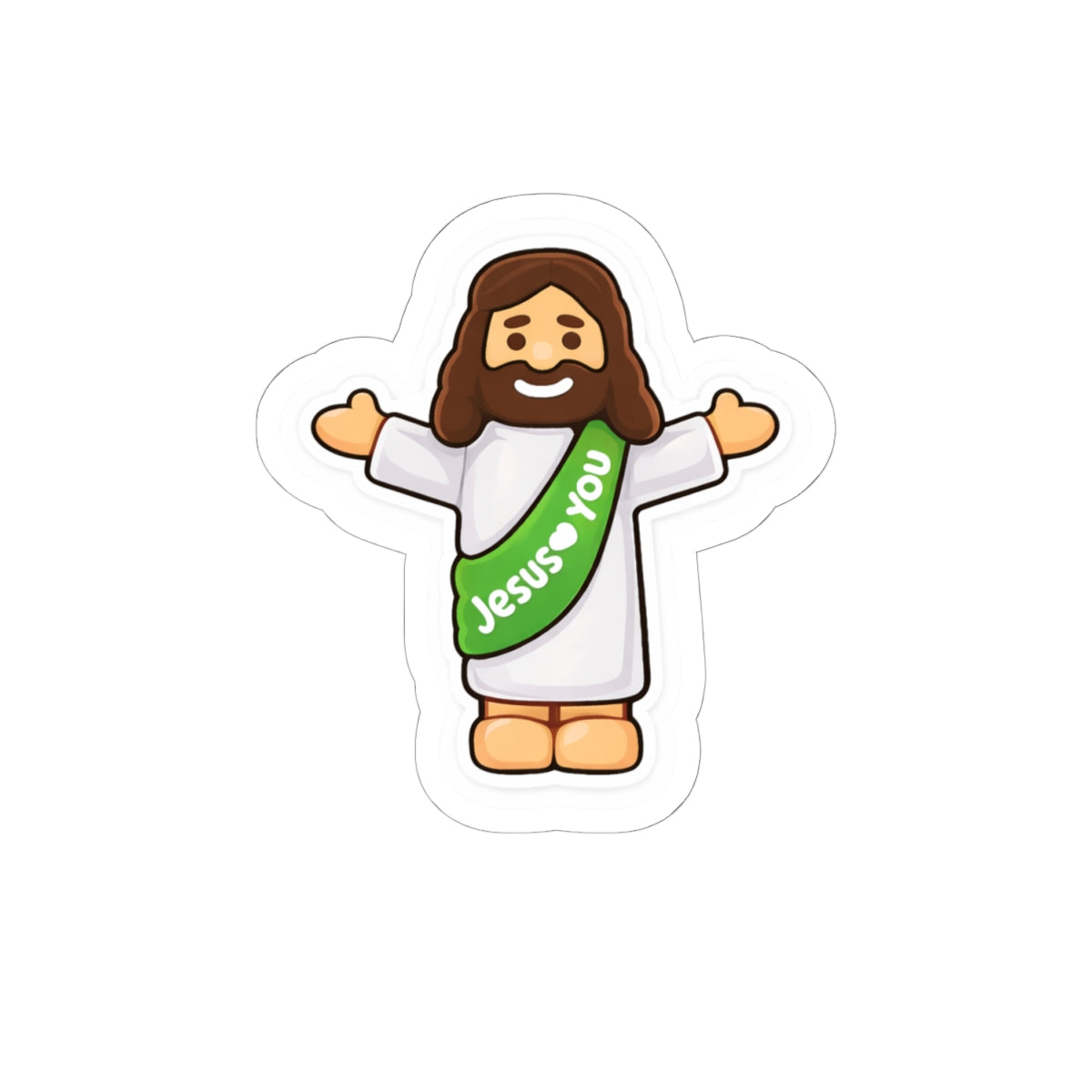 Jesus Loves You – Cute Christian Cartoon Sticker (Green)