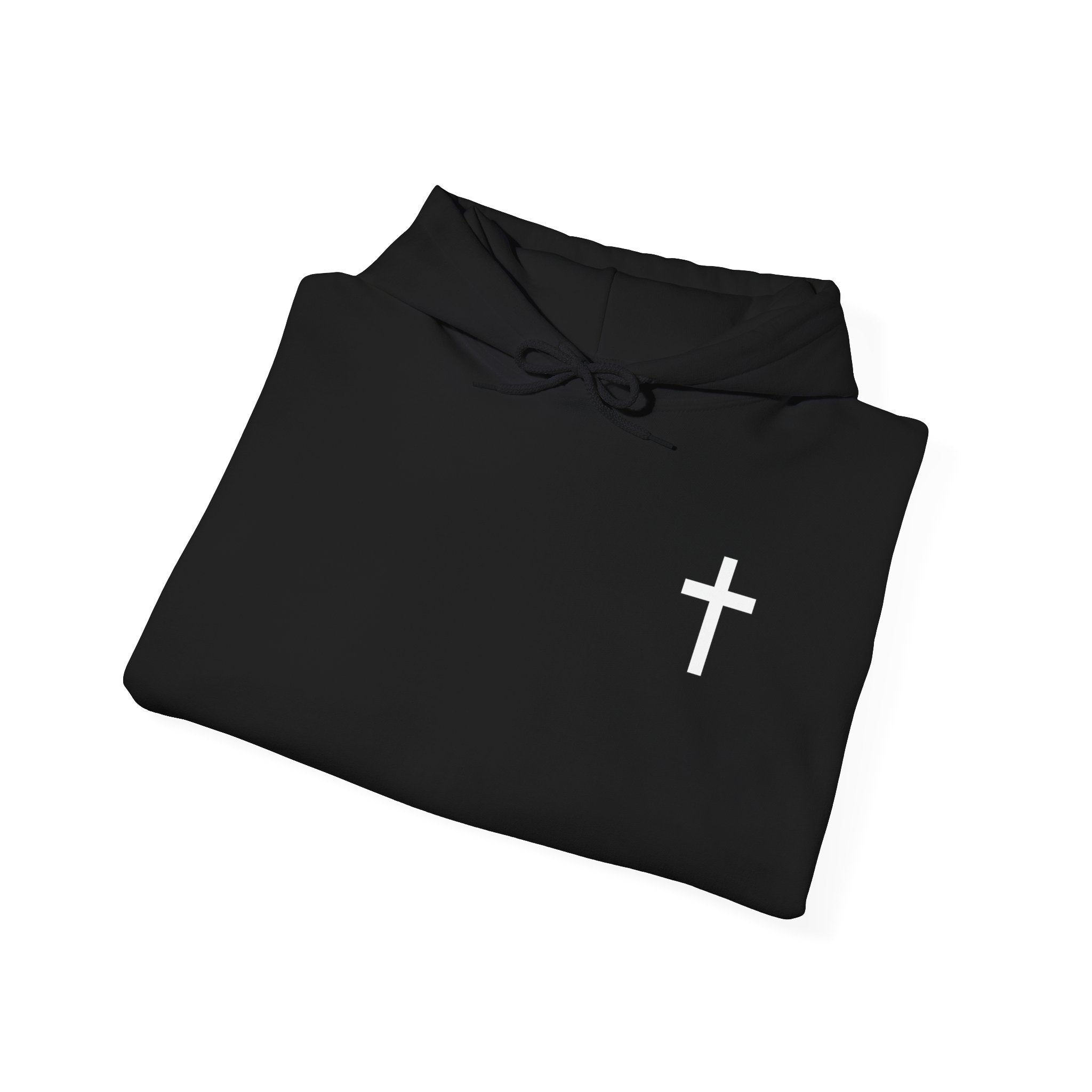 Faith-Inspired Cross Hoodie – “God’s Call Comes Before Your Qualifications”