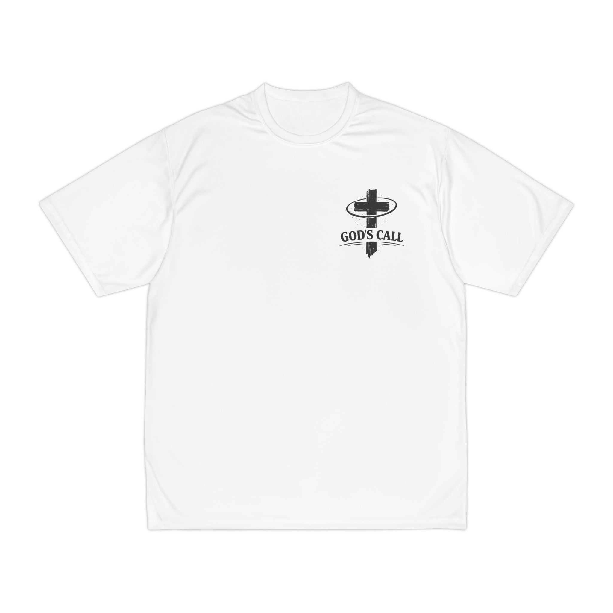 God’s Call Faith Over Fear Athletic Shirt – Christian Performance Tee | Colossians 3:23 (White)