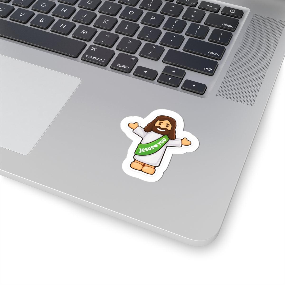 Jesus Loves You – Cute Christian Cartoon Sticker (Green)
