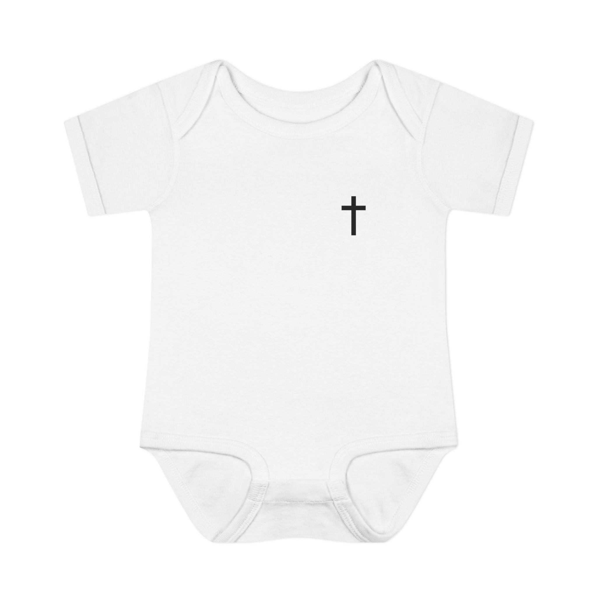 Covered in Faith – Christian Baby Bodysuit with Cross & Scripture
