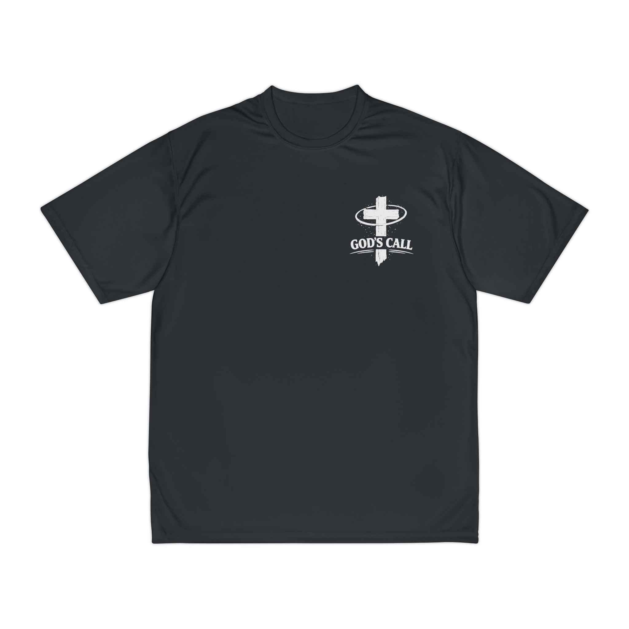 God’s Call Faith Over Fear Athletic Shirt – Christian Performance Tee | Colossians 3:23 (Black)