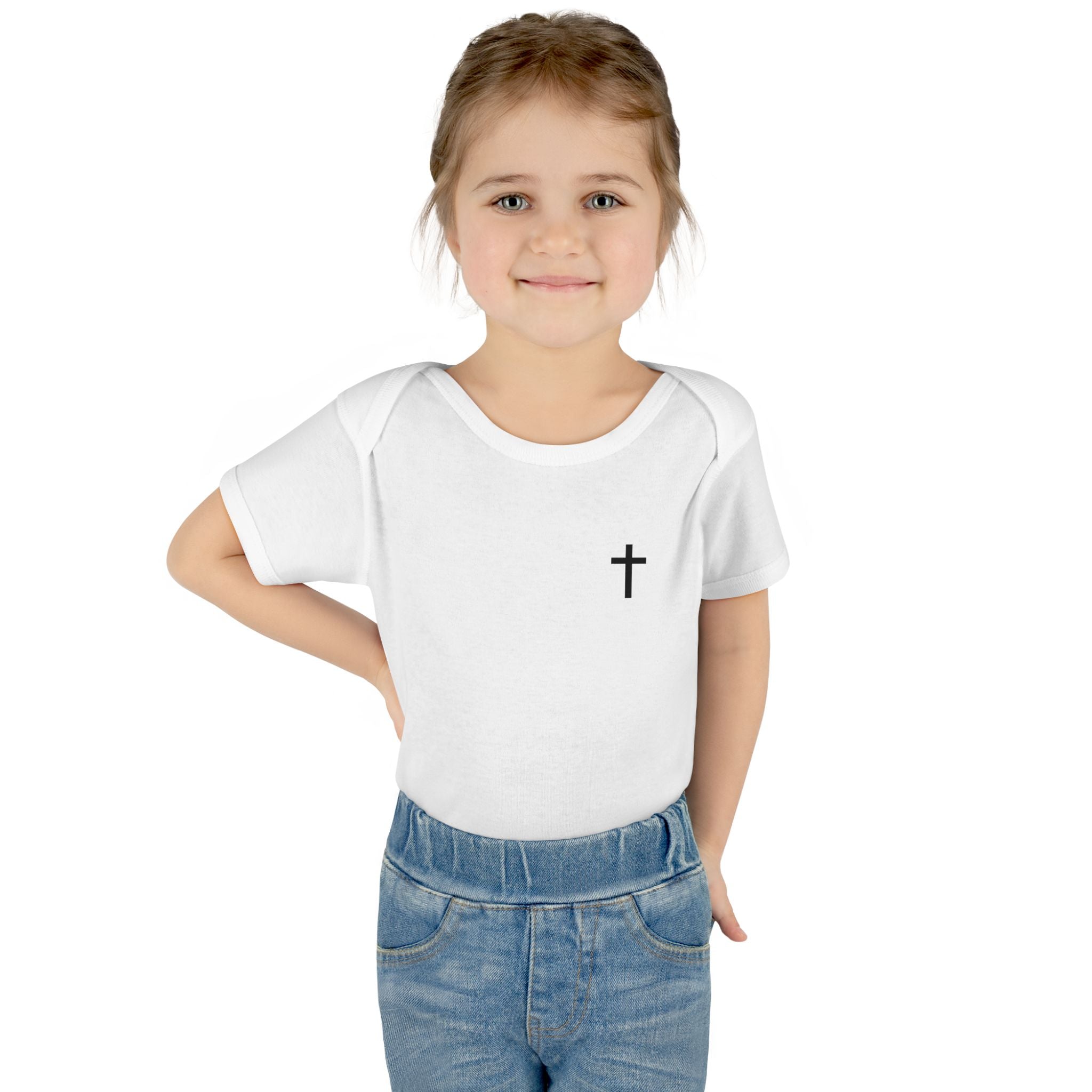 Covered in Faith – Christian Baby Bodysuit with Cross & Scripture