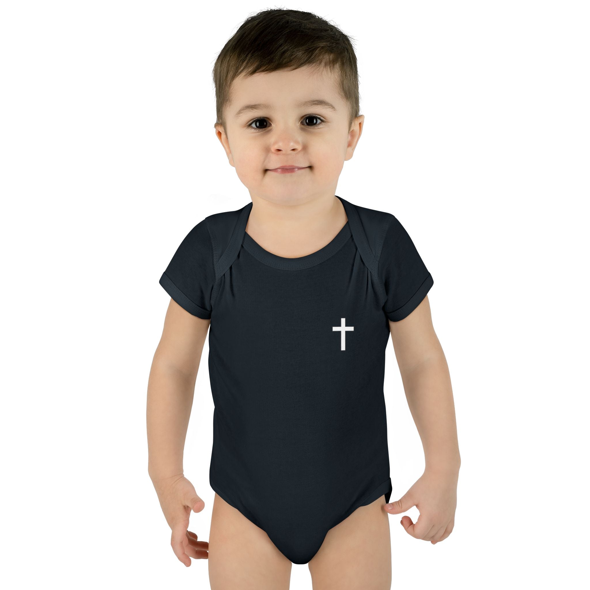 Covered in Faith – Christian Baby Bodysuit with Cross & Scripture
