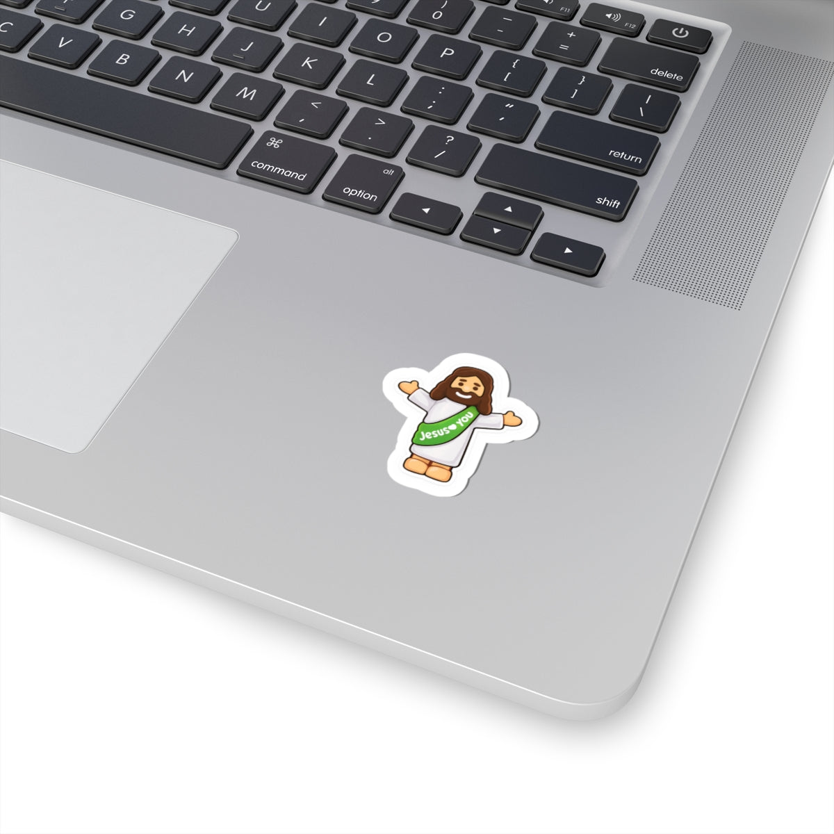 Jesus Loves You – Cute Christian Cartoon Sticker (Green)