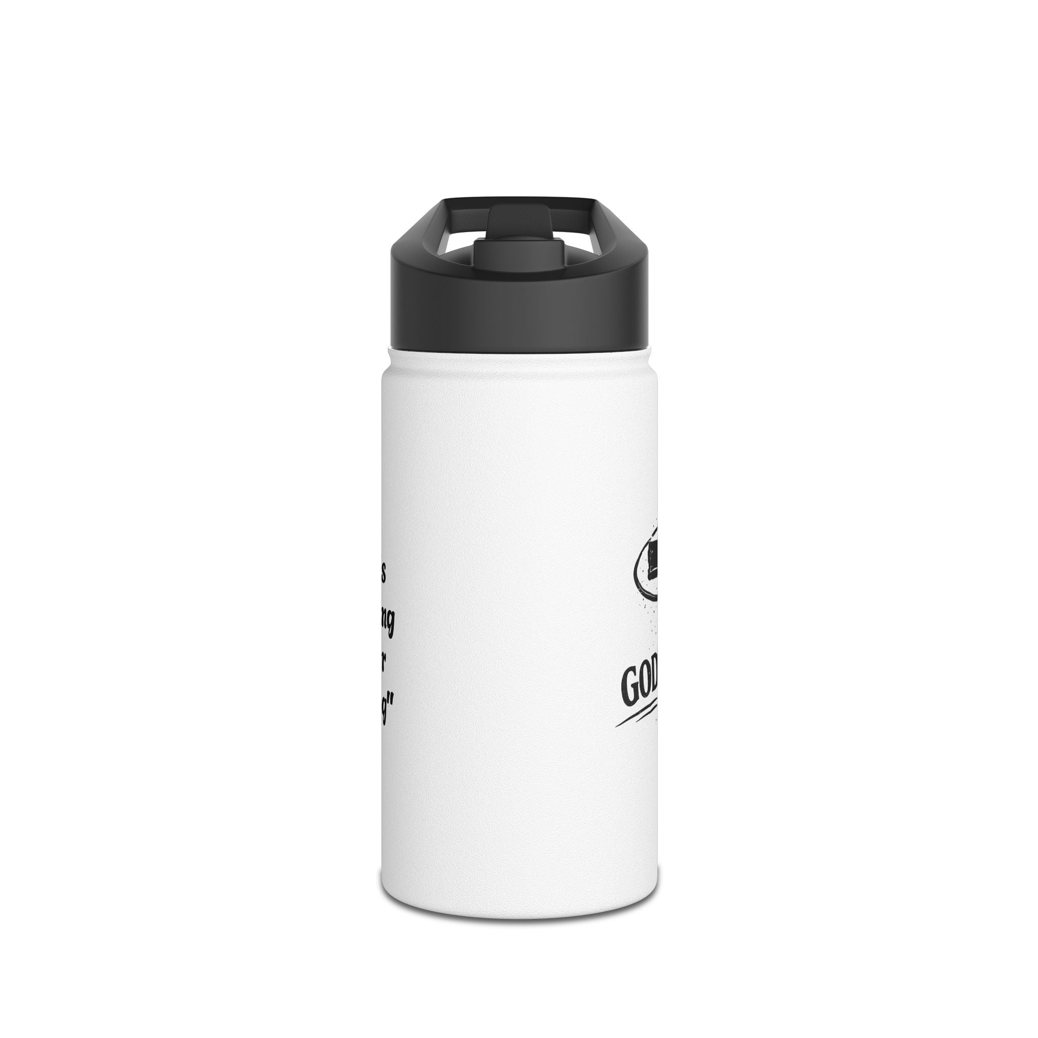 White Christian water bottle "God is working in your waiting"
