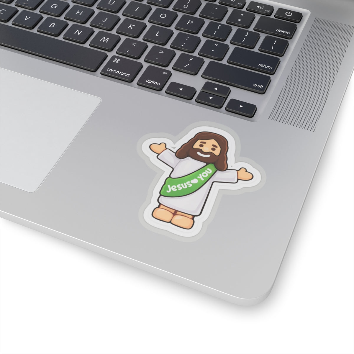 Jesus Loves You – Cute Christian Cartoon Sticker (Green)