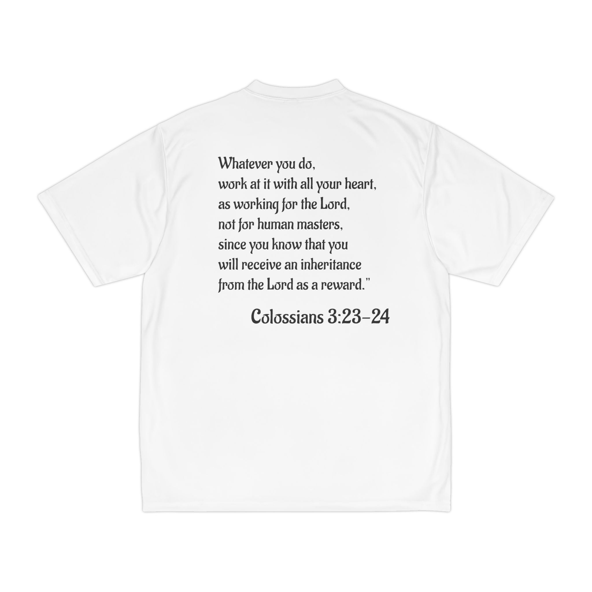 God’s Call Faith Over Fear Athletic Shirt – Christian Performance Tee | Colossians 3:23 (White)