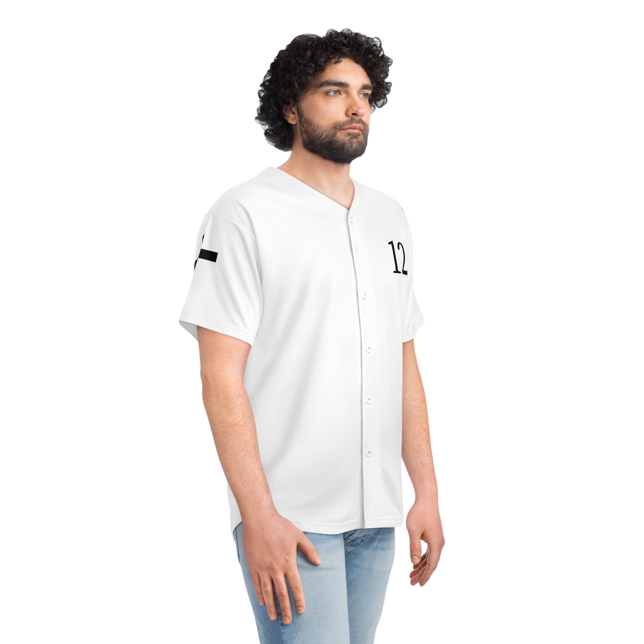 Gods Call 12 – Christian Baseball Jersey with Cross Sleeve Design