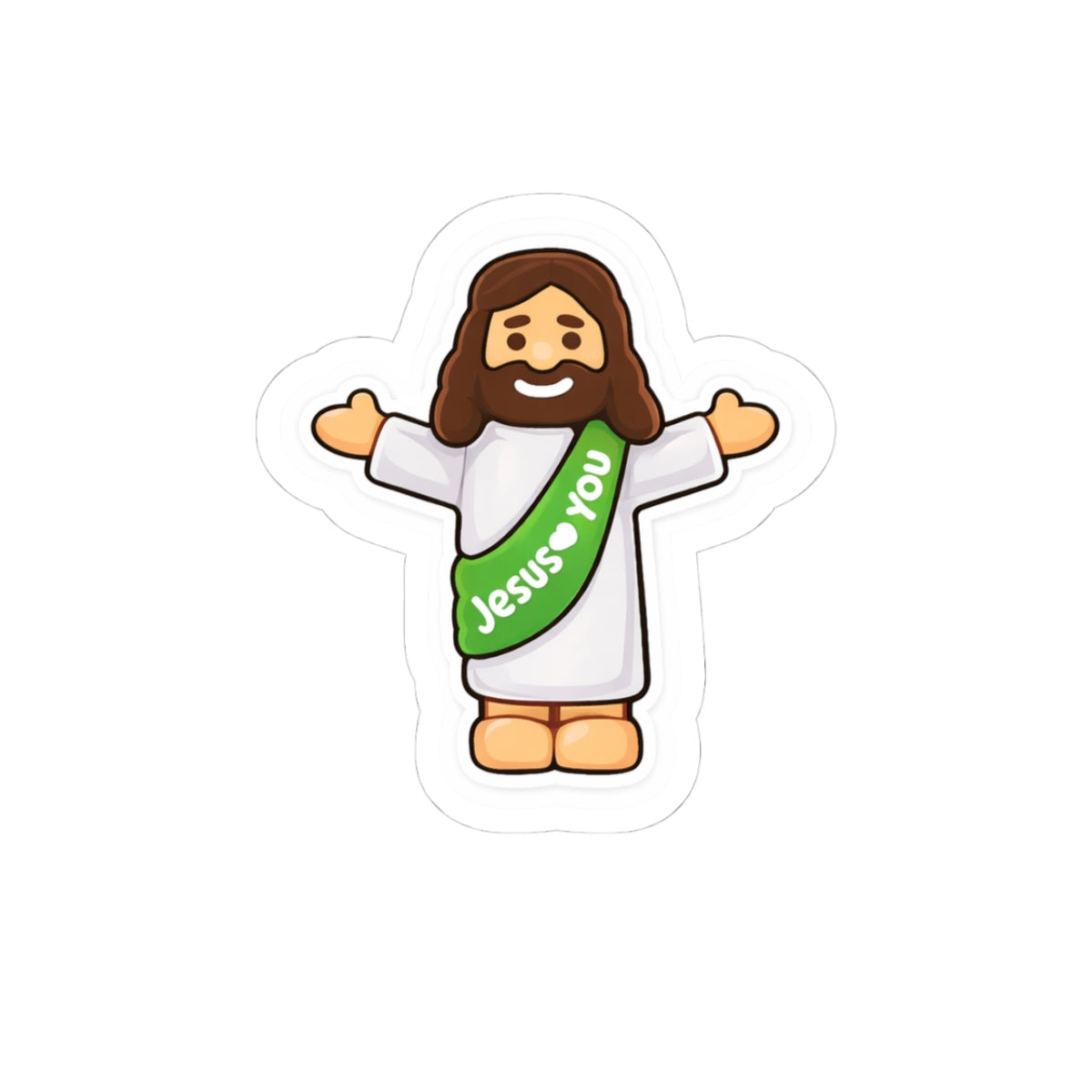 Jesus Loves You – Cute Christian Cartoon Sticker (Green)