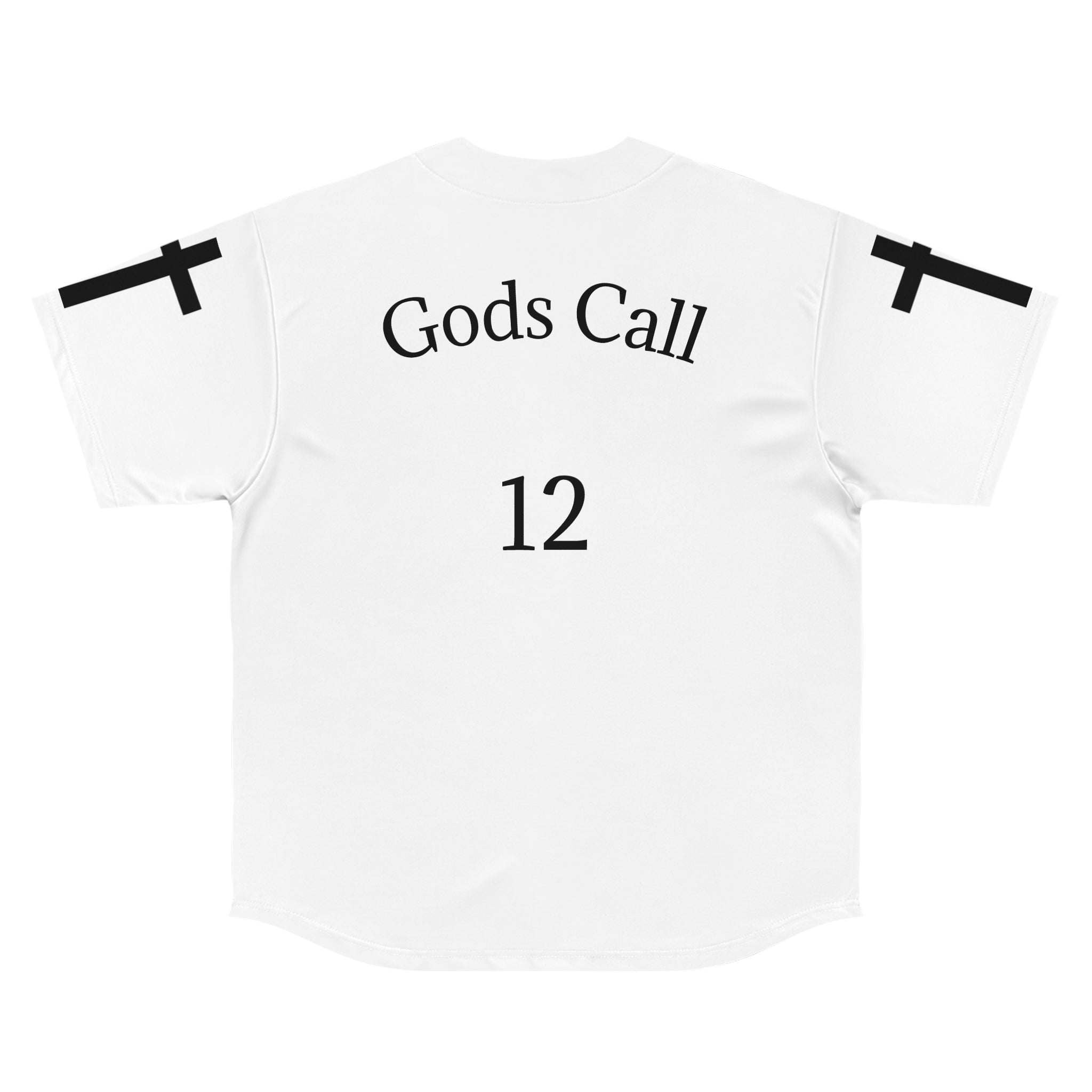 Gods Call 12 – Christian Baseball Jersey with Cross Sleeve Design