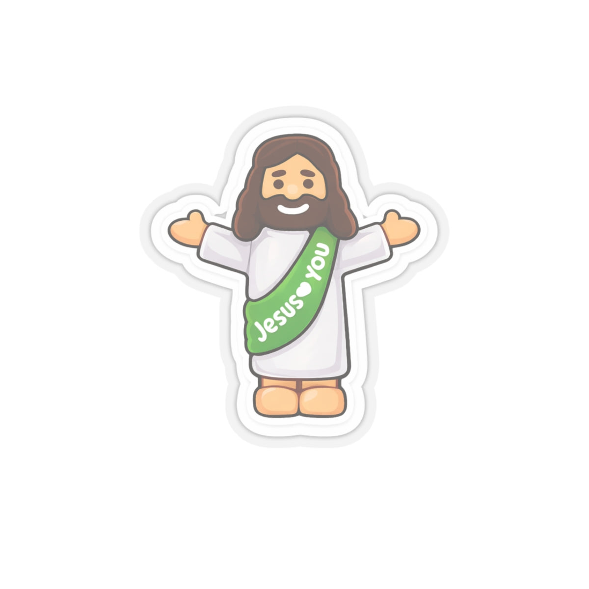 Jesus Loves You – Cute Christian Cartoon Sticker (Green)