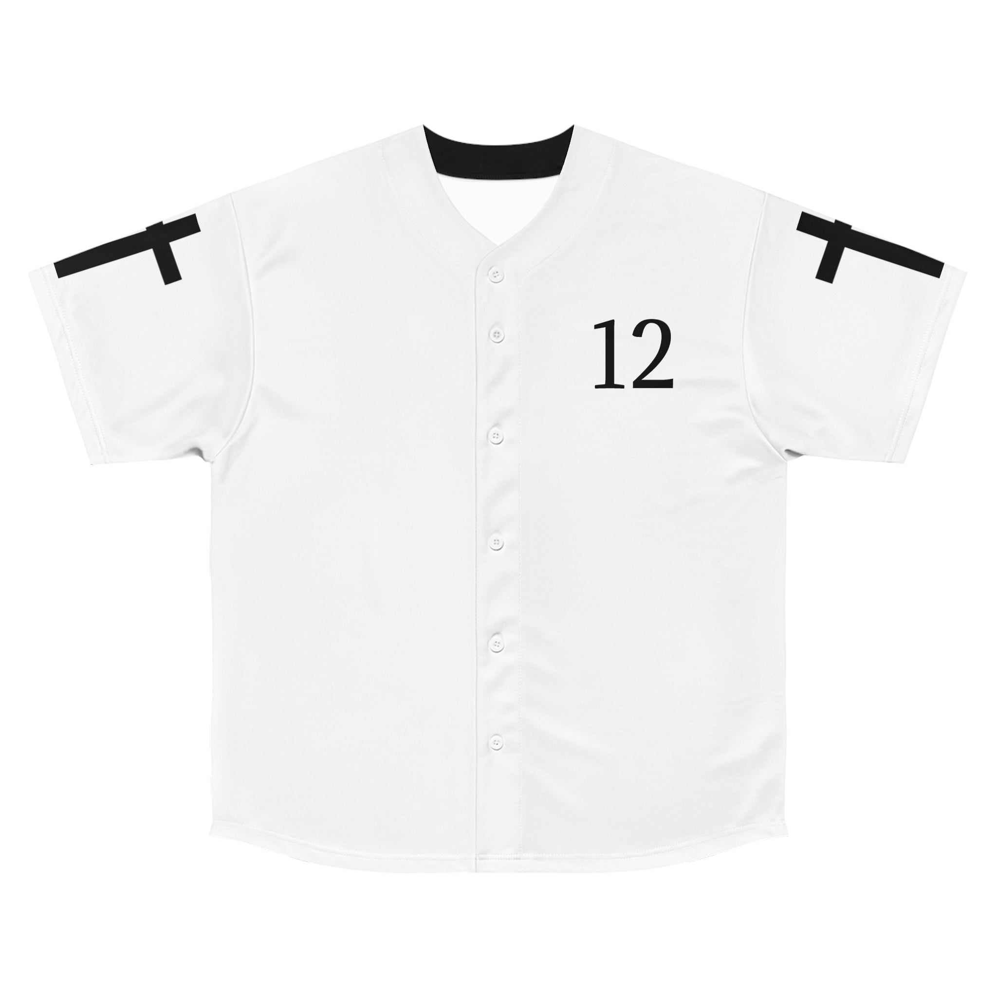 Gods Call 12 – Christian Baseball Jersey with Cross Sleeve Design