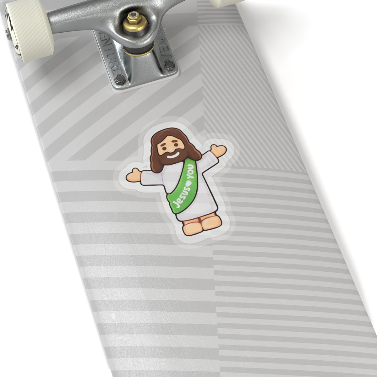 Jesus Loves You – Cute Christian Cartoon Sticker (Green)
