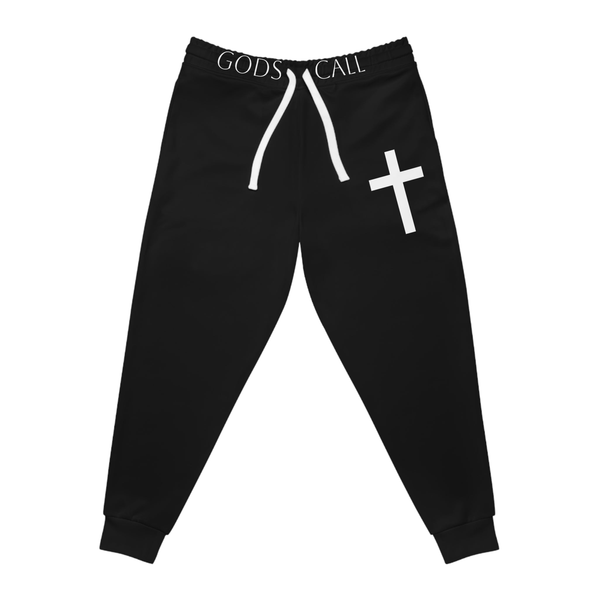 Gods Call Christian Joggers – Black Faith Cross Sweatpants (Black)