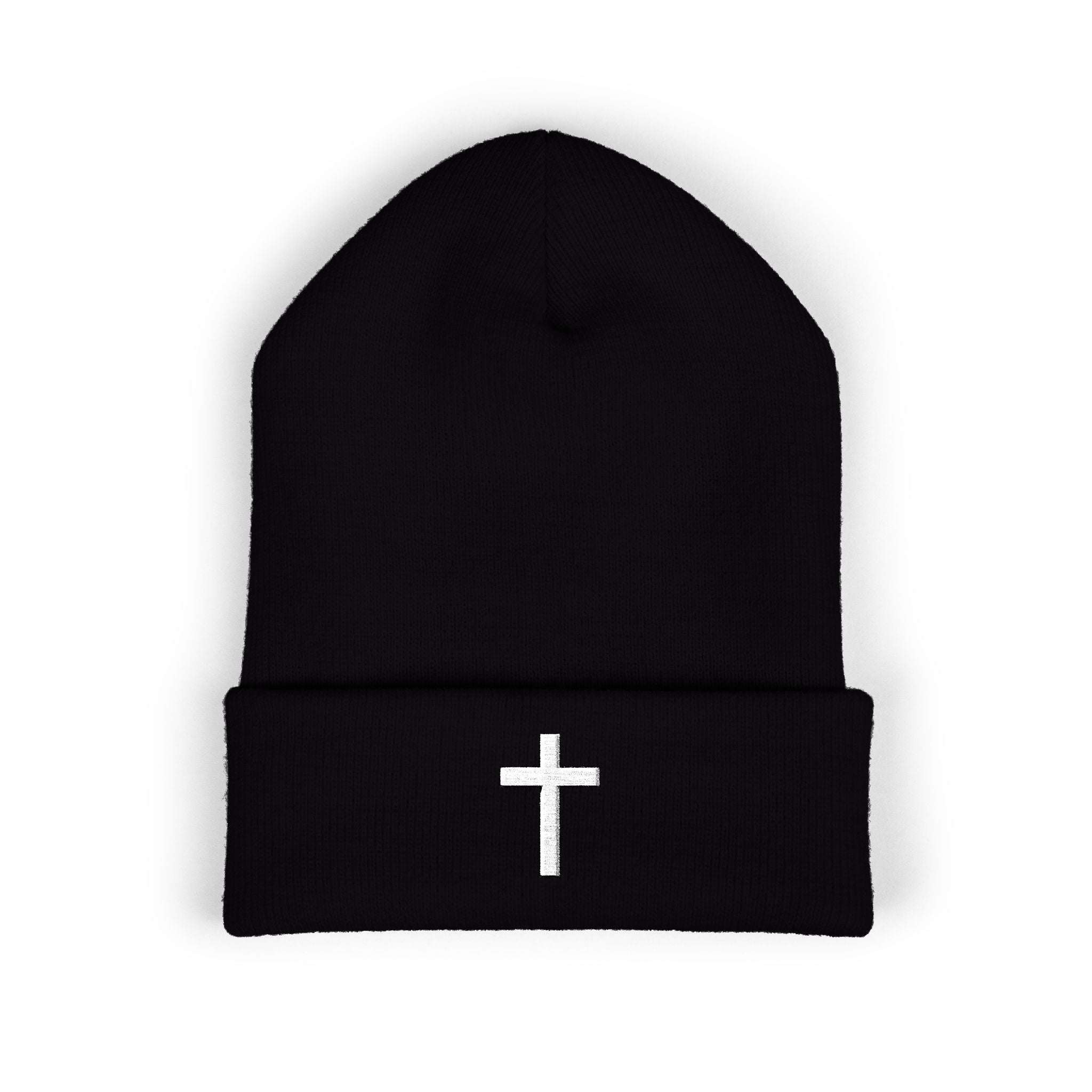 Faith Cross Cuffed Beanie – Minimal Christian Knit Hat