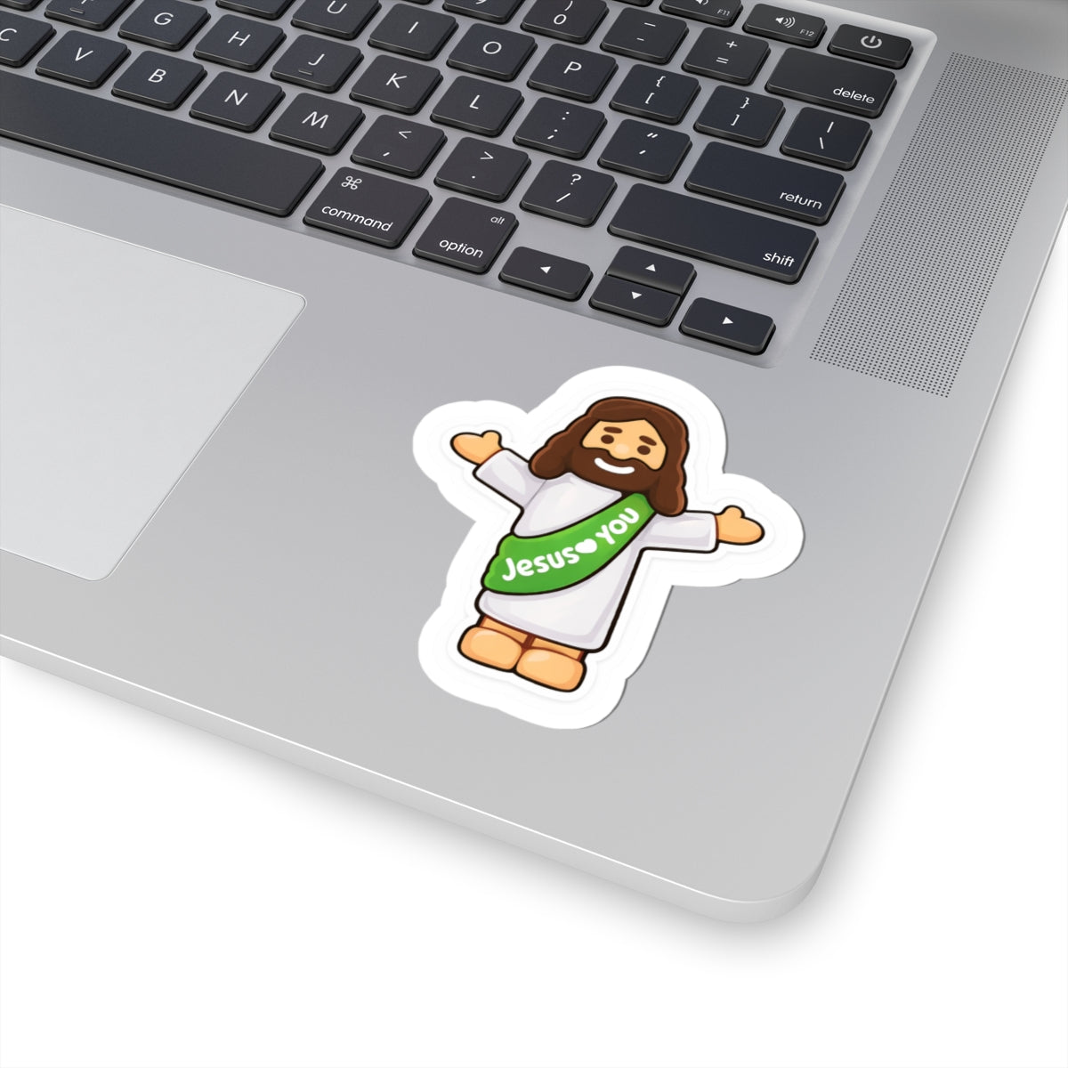 Jesus Loves You – Cute Christian Cartoon Sticker (Green)
