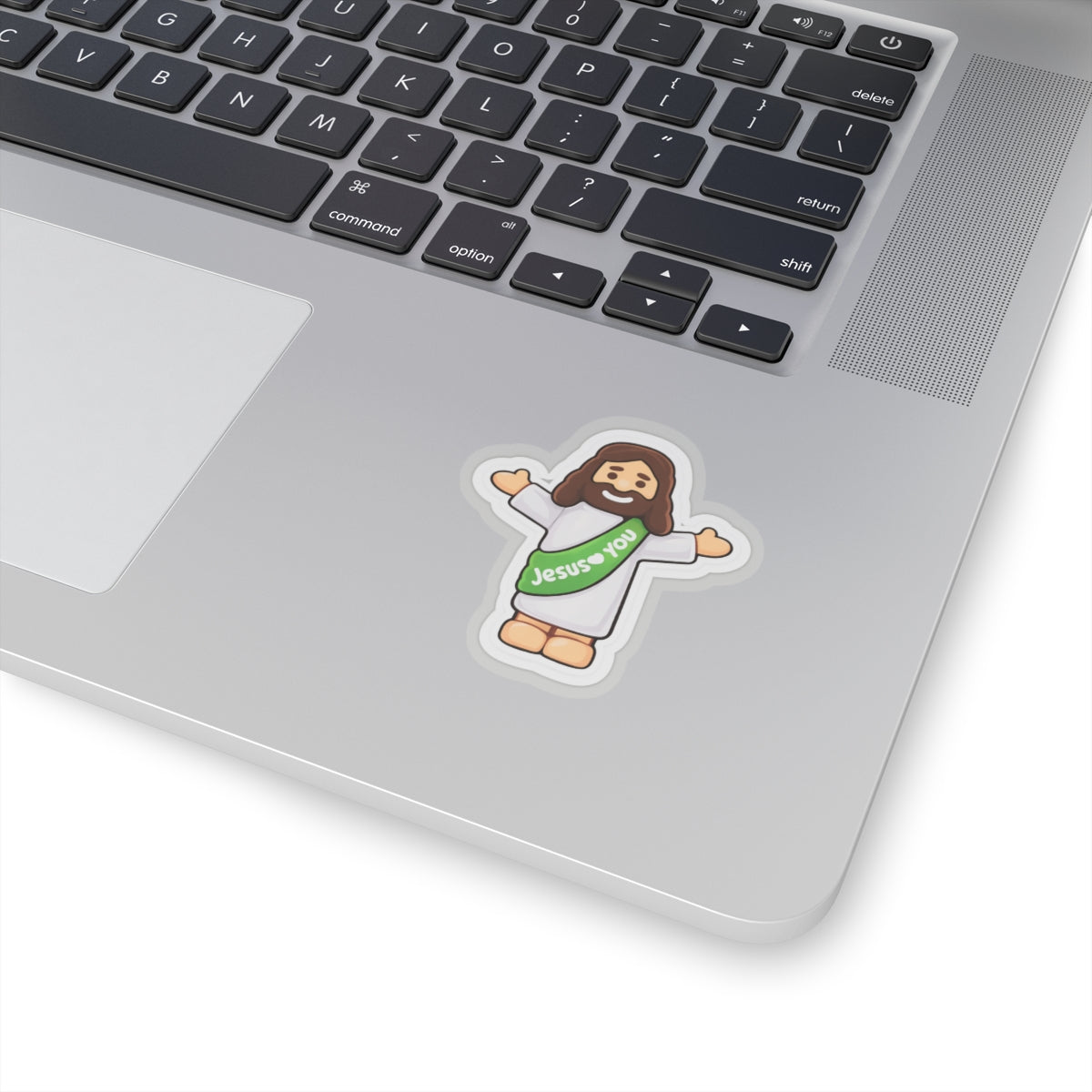 Jesus Loves You – Cute Christian Cartoon Sticker (Green)