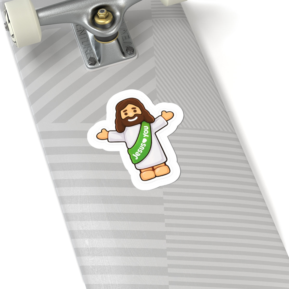 Jesus Loves You – Cute Christian Cartoon Sticker (Green)