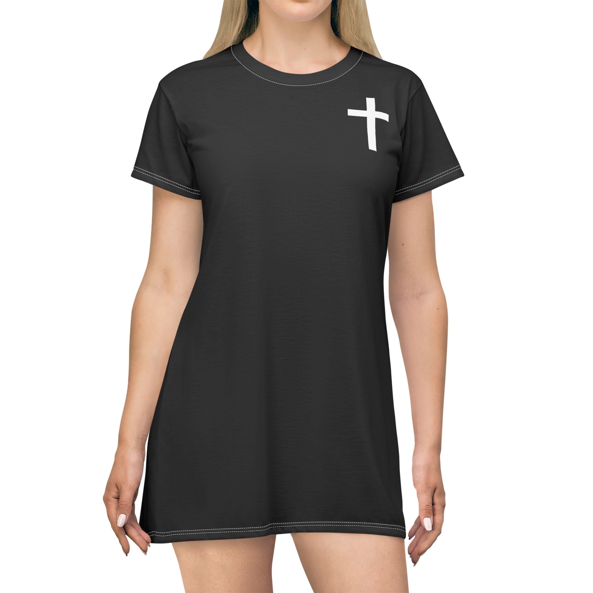 religion t shirt dress Made To Worship T-Shirt Dress, Christian Dress, Graphic T-Shirt Dress, T-Shirt Dress Black / L