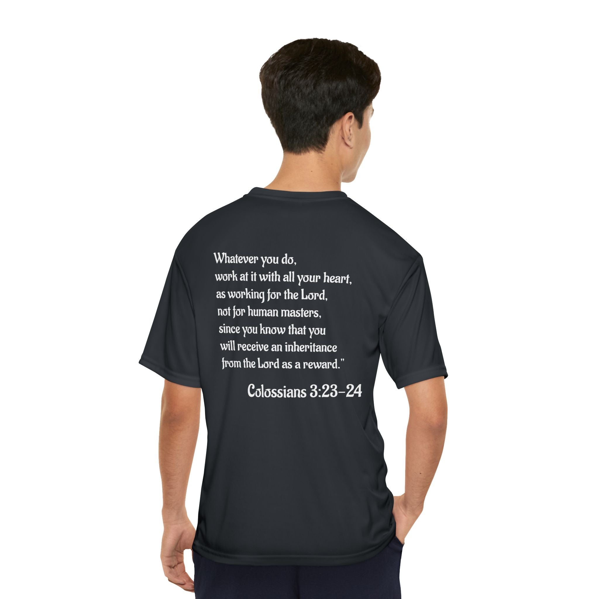 God’s Call Faith Over Fear Athletic Shirt – Christian Performance Tee | Colossians 3:23 (Black)