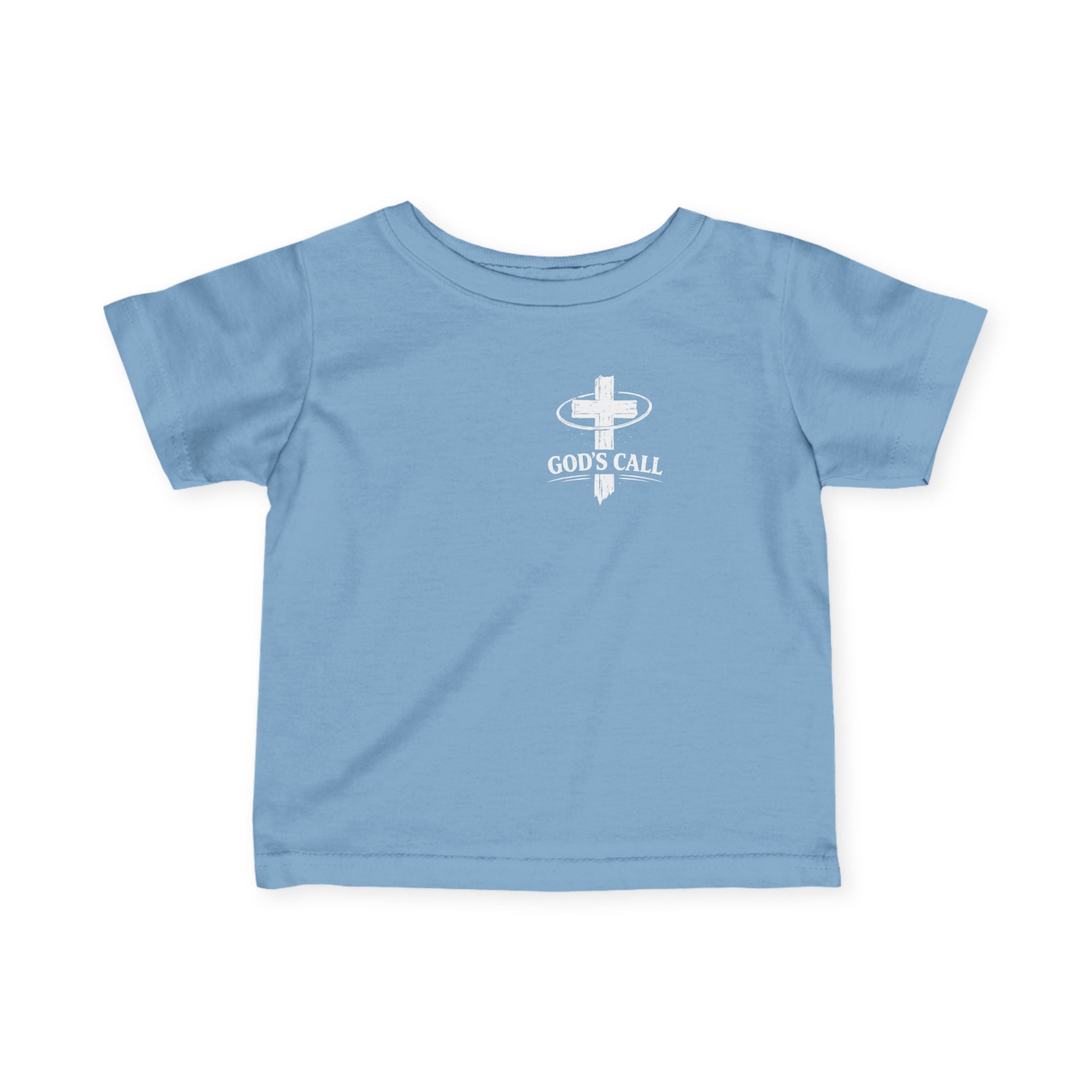 God’s Call Toddler T-Shirt – Light Blue Christian Kids Tee with Cross Design