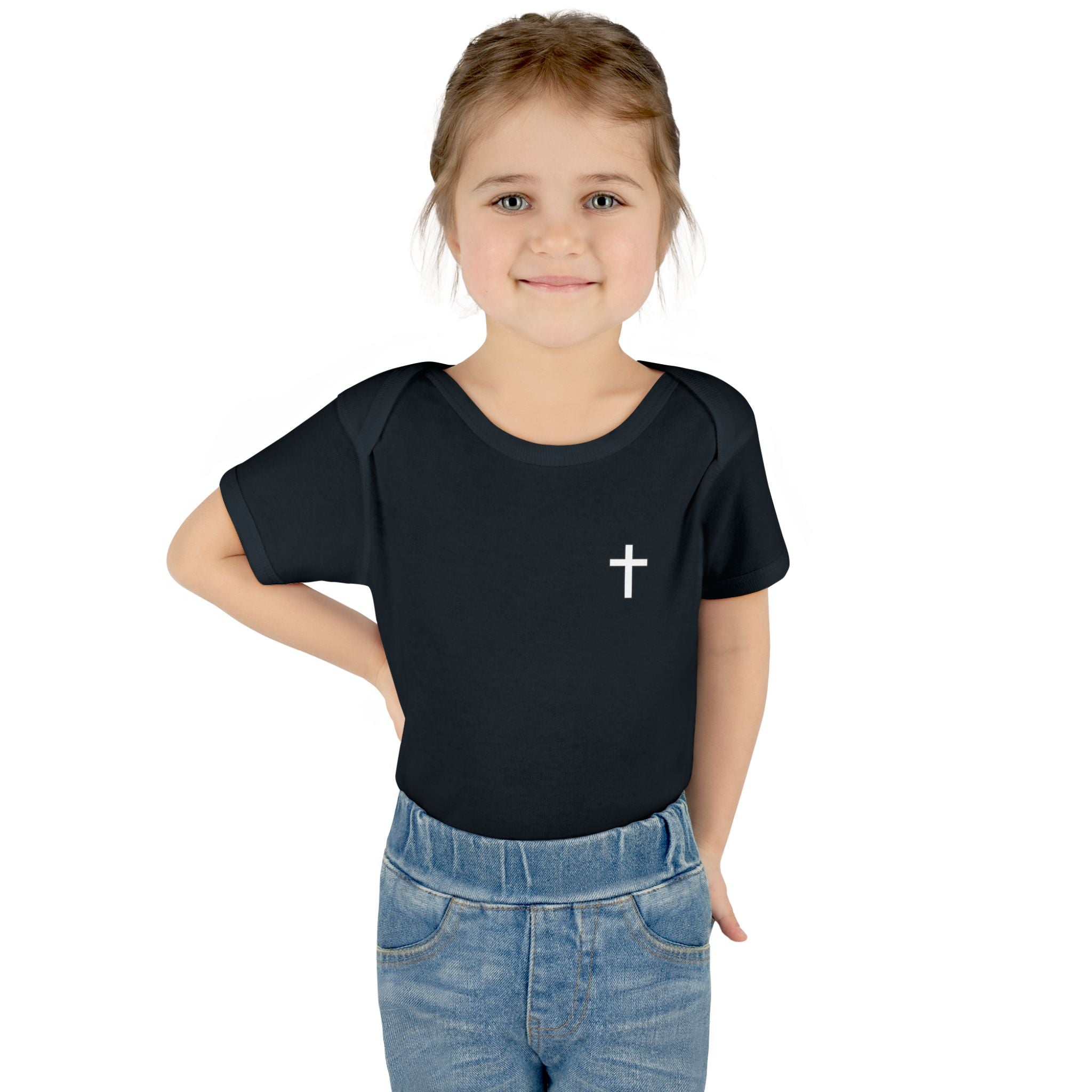 Covered in Faith – Christian Baby Bodysuit with Cross & Scripture