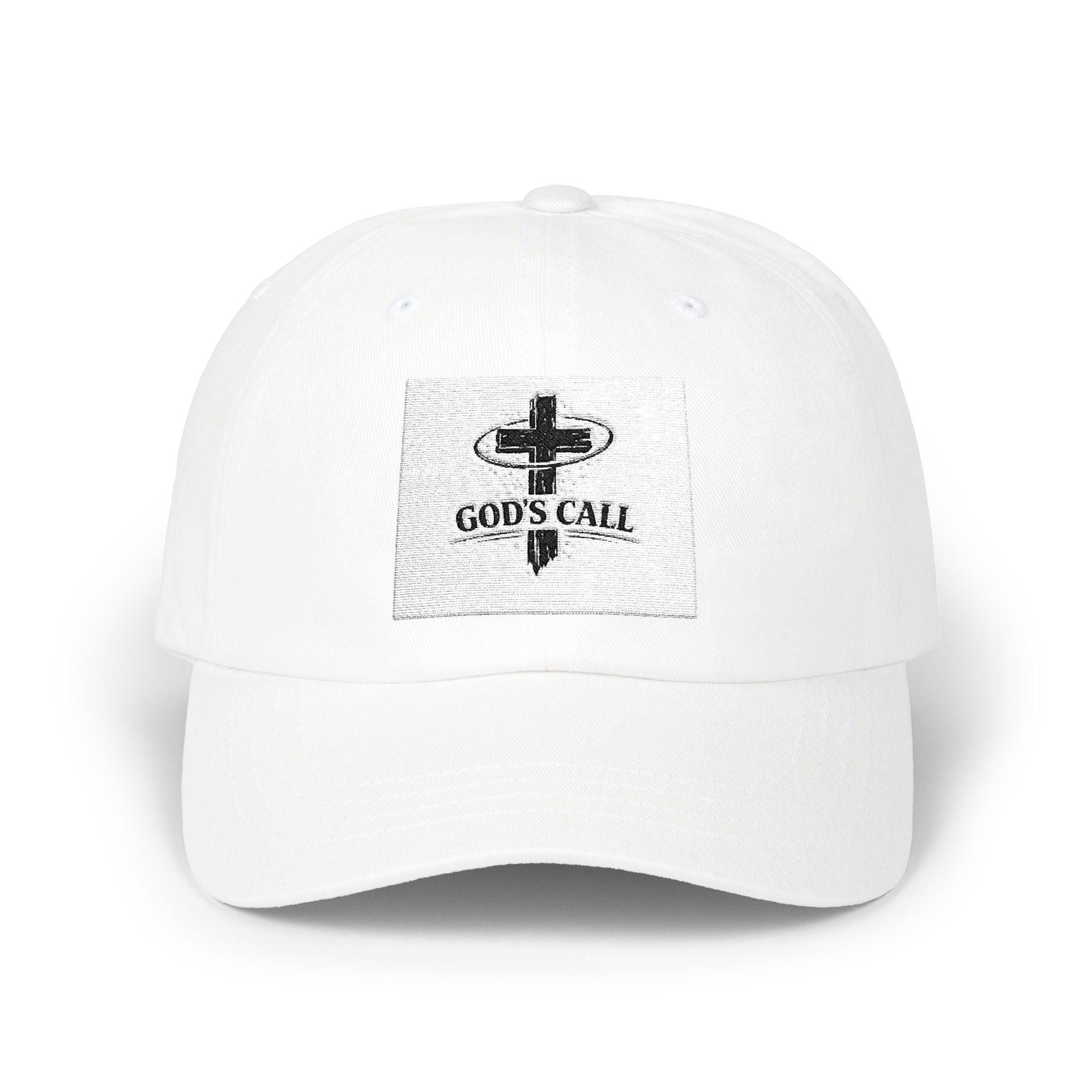 God’s Call Christian Dad Hat – Minimal Faith Cross Cap, Adjustable White Hat