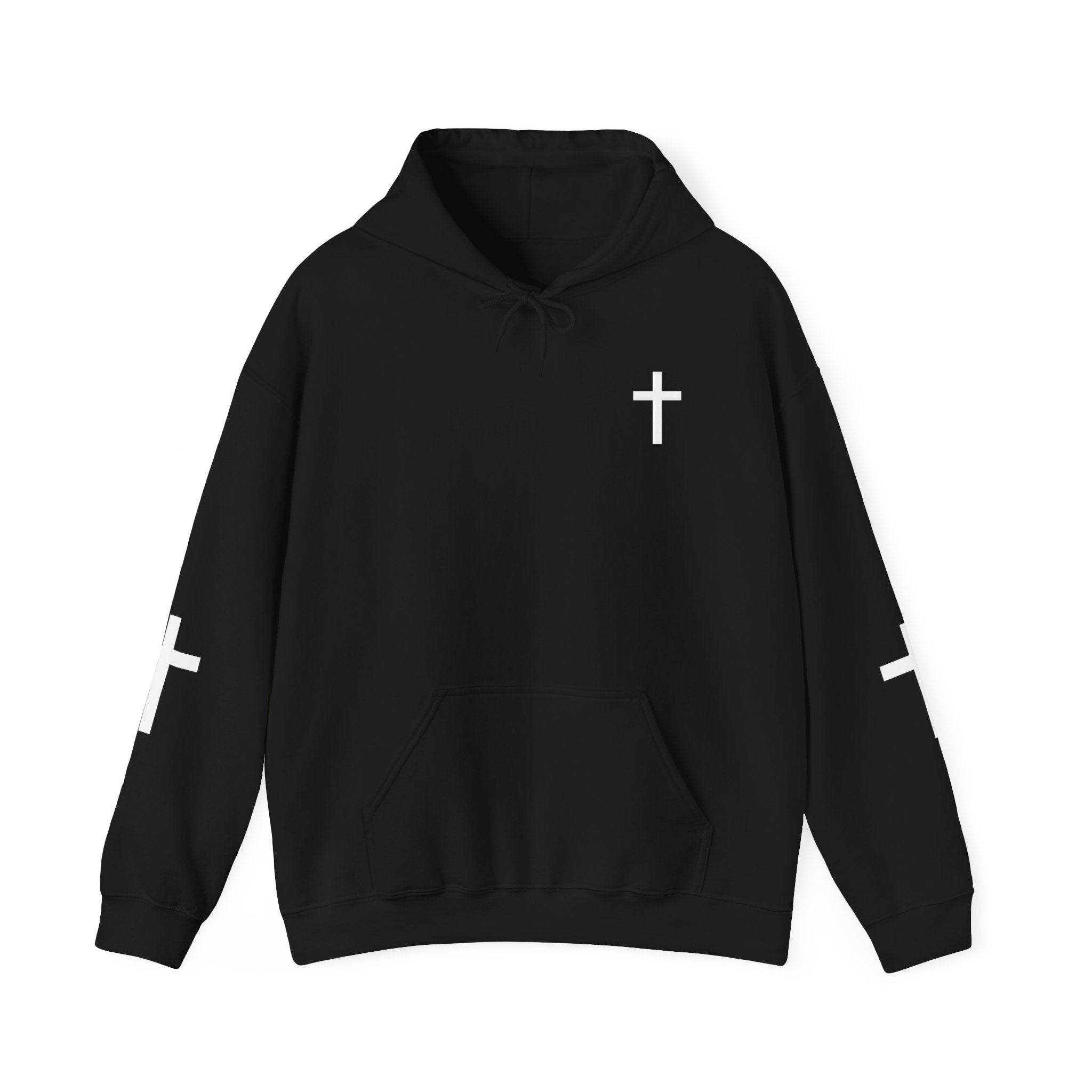 Faith-Inspired Cross Hoodie – “God’s Call Comes Before Your Qualifications”