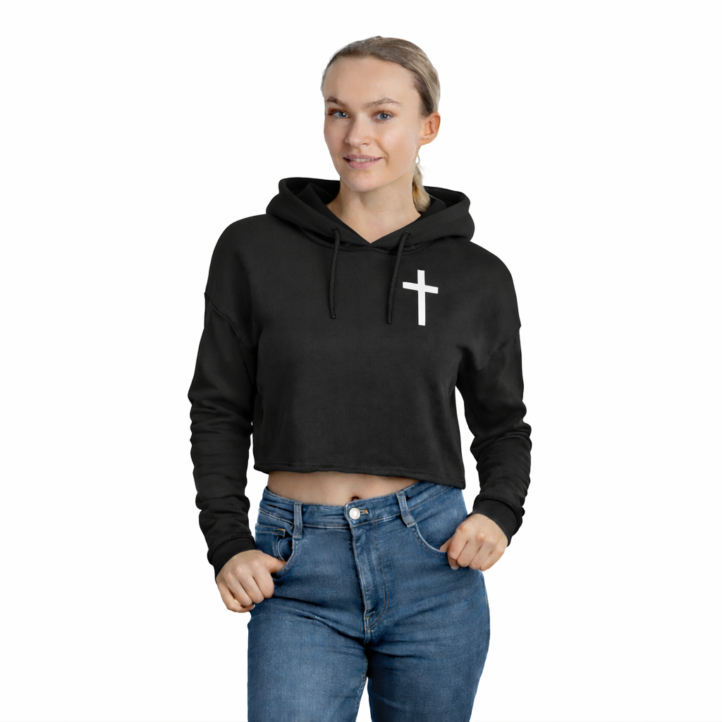 God’s Girl Cropped Hoodie – Christian Women’s Faith Sweatshirt with Cross Design